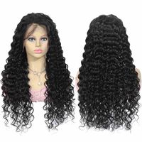 Siyah renkli sentetik peruk derin dalga kıvırcık tam mekanizma sevimli saç perukları kadınlar için doğal siyah günlük peruk