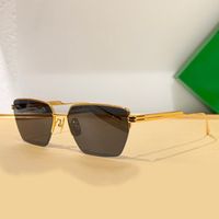 Halbrand-Sonnenbrille aus goldfarbenem Metall, rechteckig, für Damen und Herren, 1107, goldgrau, Sonnenbrille, Designer-Sonnenbrille, UV400-Schutzbrille mit Box