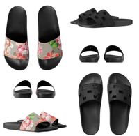 2023 zapatillas clásicas para mujeres sandalias de calidad de moda flores florales negras lienzo de lienzo verde zapatillas de goma de goma diseñador de lujo