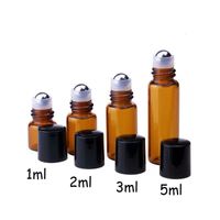 Garrafa de perfume 50pcs 1ml 2ml 3ml 5ml âmbar rolo em garrafas para óleos essenciais Roll-on reabilitável garrafa de garrafa de vidro Vises 230215