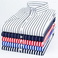 Herren lässige Hemden hochwertiger Hemd Männer koreanische Mode Kurzärmelig hübsches Sommer Reverstreifen -Eis Silk Top S34