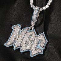 Nova moda Icepou Nome personalizado Baguette Zircon Letters Pingente Gold Silver Color Nacklace For Men Hip Hop Jóias