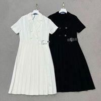 Mujeres vestidos casuales camisa vestida clásica diseñadora de moda ropa lujosa slim slim mangas cortas 8 estilo