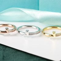Top Diamond Band Rings Steel 18k Gold Designer Ring para amantes anel de mulheres