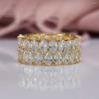 Anelli nuziali Anello zirconio bianco taglio Vintage per le donne Engagement Water Drop Gold Gold Color Bridal Bands Regalo
