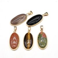 Подвесные ожерелья натуральный камень золото, покрытый Reiki Heal Tiger Eye Gey Agates для модных украшений, делающих подарки для женщин подарки для женщин, подарки для женских ожерелье