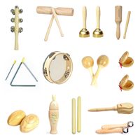 Percussion Percussion Toddlers Music Toys Set Castanet Sand Hammer Tambourine Triangle Double Ringer Orff Percussion Instrument Set Montessori Toys 230216