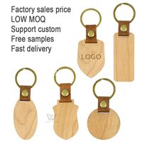 Multi Shaped Round Keychain Charms Straps Wooden Leather Las...
