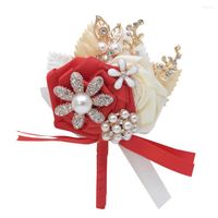 Dekorative Blumen 1PCS Mode Braut Boutonnieres Brosche Hochzeitsbräutigam Künstliche Rosenblume Corsages