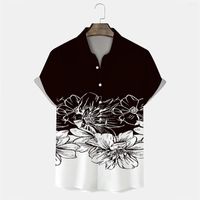Chemises décontractées pour hommes bouton bouton en hauts slim slim slim à manches florales 3d plage hawaïenne chemise de fête pour hommes vestiges de vacances camisa masculina