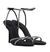 Berühmte Sommermarke Dahlia Sandals Schuhe Frauen Kristallglas Riemchen-High Heels mit Lamblekin-Futterparty Hochzeit perfektes Walking mit Schachtel, EU35-40