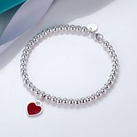 Sterling Silber Glossy Love Peach Heart Perle Silber Perlen Freundin Armband weibliche Ros￩gold einfache Modestil