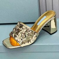 Slippers Women patent leather high heels 6. 5CM low heel open...