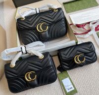 2023 Bolsas de mujer de diseño de lujo Marcas Marmont Bolsas de la billetera Fashion Classic Housingbody Bolse de cuero genuino con bolas de cadena de número de serie