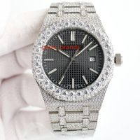 Ice Out Watch Men Relojes de diamantes completos para relojes para hombres Dial negro Movimiento de reloj de pulsera mec￡nica autom￡tica impermeable 42 mm 15110