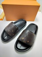 Mula de mula ￠ beira -mar Slides Sandals Sapatos de grife de designer preto marrom ver￣o plano damier grafite lixo de borracha chinelos
