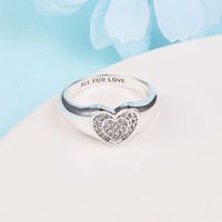 925 Sterling Silver CZ Stones Str￥lande hj￤rta Pave Signet Ring Fit Pandora Jewelry Engagement Wedding Lovers Fashion Ring