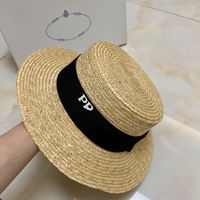 Yaz plajı güneş koruma büyük ağzına kadar düz şapka saman dokuma şapka plajı güneş koruma kadın siyah beyaz 9 renk tasarımcı şapka yem elinde