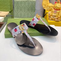 2023 여름 럭셔리 G 샌들 디자이너 여성 플립 플롭 플립 플롭 패션 패션 진짜 가죽 슬라이드 금속 사슬 레이디스 캐주얼 신발