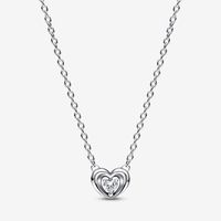 Necklace 925 Sterling Silver Radiant Heart & Floating Stone ...