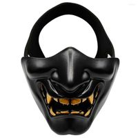 Parti Maskeleri Cadılar Bayramı Kostüm Cosplay Half Yüz Kötü Demon Grimace Kabuki Samurai Prajna Hannya Oni Taktik Maske