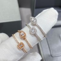 Messiika My Twin 2 Rings for Women Designer Diamond Gold Plated 18K Reprodu￧￵es oficiais tamanho 6 7 8 Luxo cl￡ssico de luxo nunca desaparece para namorada 012