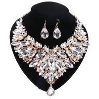 Pendientes Collar de collar Joya de moda Champ￡n C￺cico C￺cico Juego de cristal blanco para mujeres Posting de ca￭da de agua/collar/aretes Delive Dh9Je