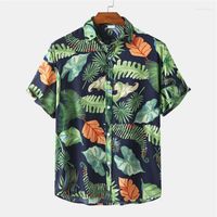 Casual shirts voor heren Tropische print Hawaii Korte mouw Vakantie dun ademend shirt camisa masculina eur plus size blouse