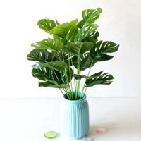 Декоративные цветы 1 Букет искусственный монстера зеленый фальшивый растение пластиковая цветочная листва для дома