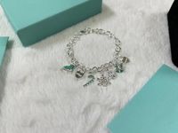 T Brand Luxury Love Charm Bracelets for Women Girls Sweet Heart Snowflake Gift Box Jewelry مع مربع