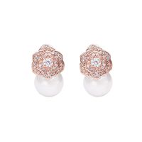 Encantado diamante de circ￳n Camillia Pendientes de perlas de flores para mujeres chicas s￺per brillantes Ins Fashion Designer de lujo 925 Post de plata