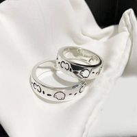 Padr￣o preto Ringos de casamento fantasmas Designer de judeu para mulheres Engajamento MultiSe Skull tamanho 7 8 9 Acess￳rios de luxo da moda de cor prata