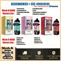 Mesh-K 6000 Puffs Перезаряжаемая E-сигаретная сетка-X 4000 Puffs Ondayable Vape Pen с 15 мл предварительно заполненной сетчатой ​​катушкой 650 мАч миньоны Дизайн мультфильма