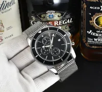 2023 Relojes para hombres de lujo de alta calidad que trabajan con la aguja todo el marcador de trabajo de marcado de la marca de la marca de lujo cronógrafo reloj de pulsera Brei de regalos de moda de cinturón de acero