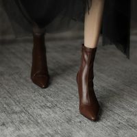 Botas Tisos altos zapatos de vestido de punta puntiaguda botines negros botas de tacón delgado botines botas retro damas zapatos botas 230221