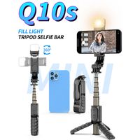 Q10s LED Işık Kablosuz Uzaktan Kumanda Telefonu Subtoup için Selfie Stick Tripod YouTube Tiktok Canlı Akış Makyajı için Selfie Stick