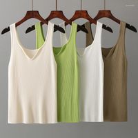 Frauen Tanks Camisole Bottoming Hemd Weibliche Sommer draußen tragen schlanke dünne kleine mit V-Ausschnitt ärmellose schick