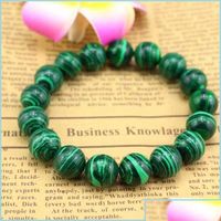 Brins de perles 8 mm de malachite Bracelet Bracelet ￩lastique Gemdstone Gifts 120 W2 Drop Livrot 2022 Jewelr Dhhwk