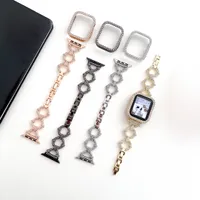 Cinghia di diamante bracciale metallica e custodia per Apple Watch 8 Ultra 7 SE 6 5 4 3 Series Luxury Ladies Bandini iwatch 49mm 42mm 40mm 38 mm Accessori di guardia