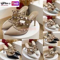 Con caja de sandalias para mujeres moda blanca dama blanca ternera tacones de patente de patente de tacones de talla de 65 mm de 95 mm talla de zapato 35-39