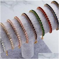 Tennis Luxury M Cubic Zirconia Bracelets Chain Iced Chain Crystal Wedding Bracelet For Women Gold Sier Color Classic Drop Dever Dhqma