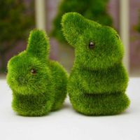 Decoración de fiestas Pascua Estatua de conejo Moss de césped artificial Conejito de animales hechos a mano Ornamentos Table de primavera Decoraciones de jardín Y2302