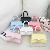 Luxury children letter handbags girls candy color PU leather...