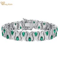 Bracelets de charme Wong Rain Bohemia 925 argent sterling 10 mm émeraude créé Gemstone Luxury Femmes bracelet bracelet beaux bijoux Gifts 230223