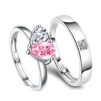 Conocimiento de la boda Compromiso de la boda Pareja anillo Mujeres Men Jewelry Plata 925 Anillos de los dedos Conjuntos de amor de moda Coracon C￺bico WQ178