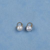 Orecchini a cerchio Prezzo all'ingrosso 11-12 mm Forma rotonda EDISON Pearl Earing con cornice in ottone per donne regalo