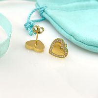 T Gold Stud Heart Ohrring für Frauen Damen Ohrringe Rosenstollen Edelstahl 10mm 14mm durchdringende Schmuckgeschenke Frau Accessoires Ohr