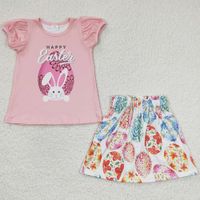Nuovi abiti da design per bambini della moda Codice di Pasqua set boutique per bambini abbigliamento per bambina carina coniglietto con coniglietto maglietta a maniche corte con set di gonne