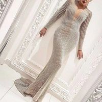 Mermaid Evening Dresses v Neck Lace Beads Learls Sweep Train Prom Dress Press Cocktail Gare Wear Picture Picture Victal Ordical Party Second Deteed Vestido de Novia