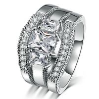سريع إرسال خاتم ثلاثي الطبقات الفاخرة من الذهب مطلي بالذهن الخاتم النساء الذكرى الزفاف هدية عالية الجودة لا تتلاشى أبدا 2698